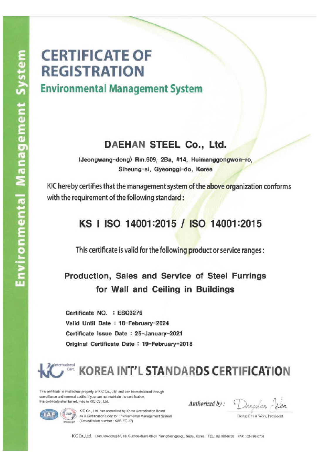 Chứng chỉ môi trường ISO 14001:2015